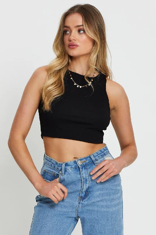 Black Crop Top Long Sleeve