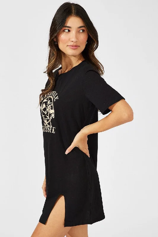 Black Graphic Dress Mini