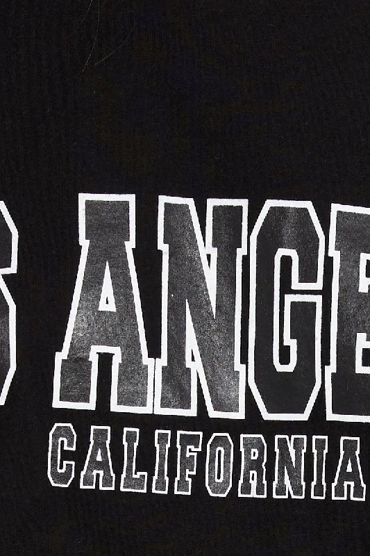 Black Los Angeles Crop Tee Short Sleeve Crew Neck