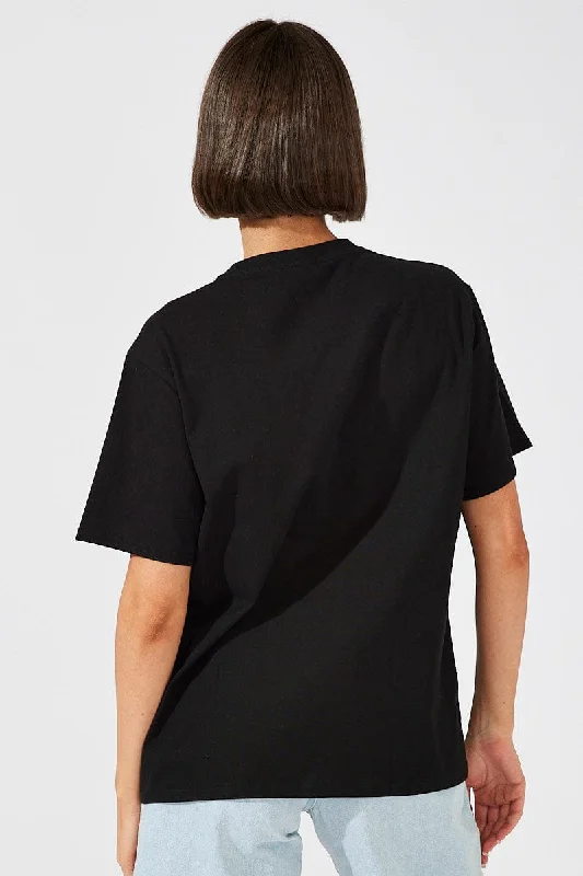 Black Oversized T Shirt Short Sleeve Crew Neck