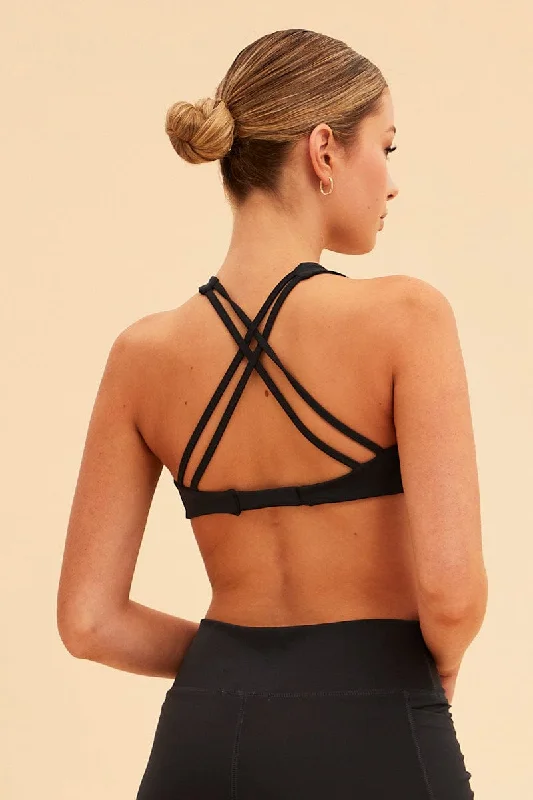 Black Sara Twist Front Active Bralette