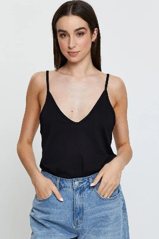 Black Singlet Top Sleeveless