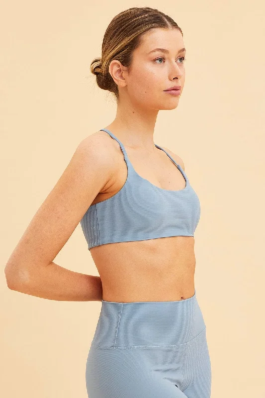 Blue Crop Top Active Rib