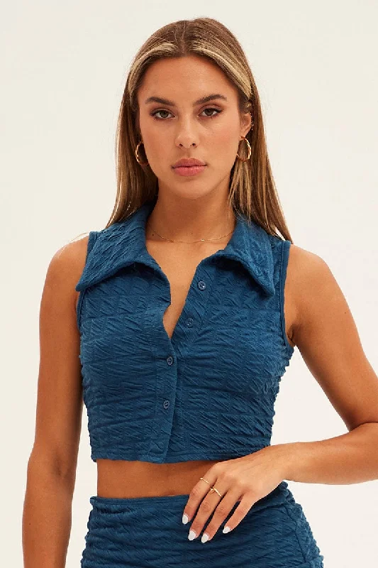 Blue Crop Top