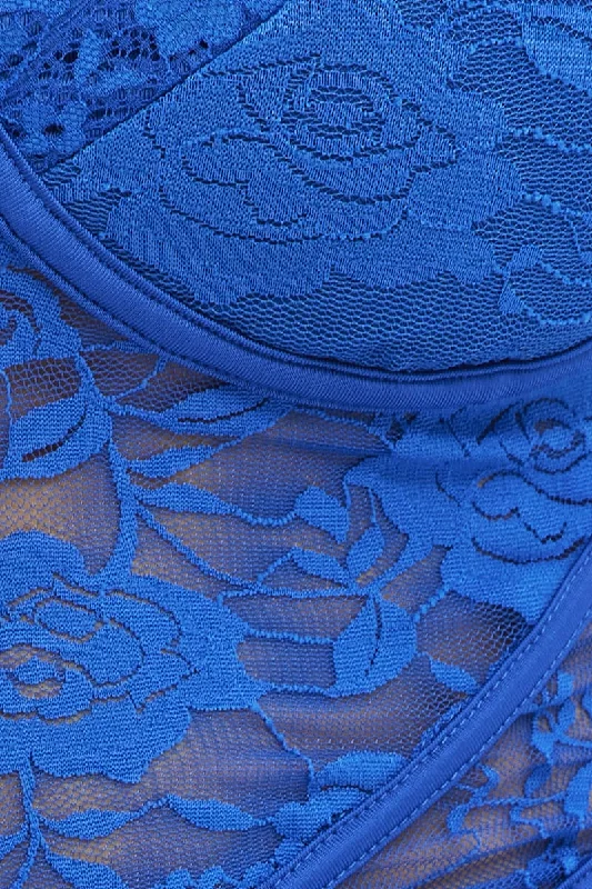 Blue Garter Corset Singlet Crop Lace