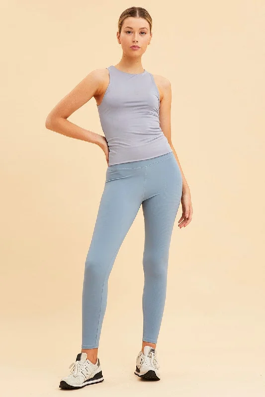 Blue Tank Top Smooth Cropped Full Length