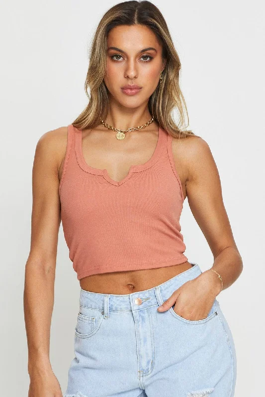 Brown Tank Top Crop