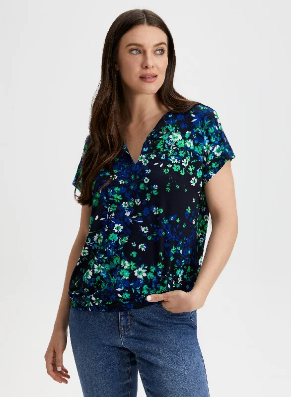 Floral Flutter Sleeve Top