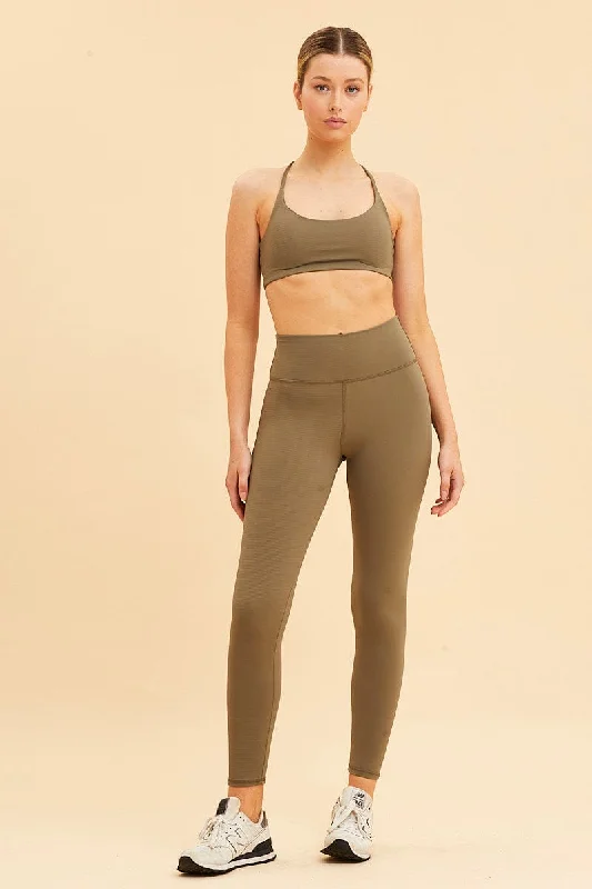 Green Crop Top Active Rib