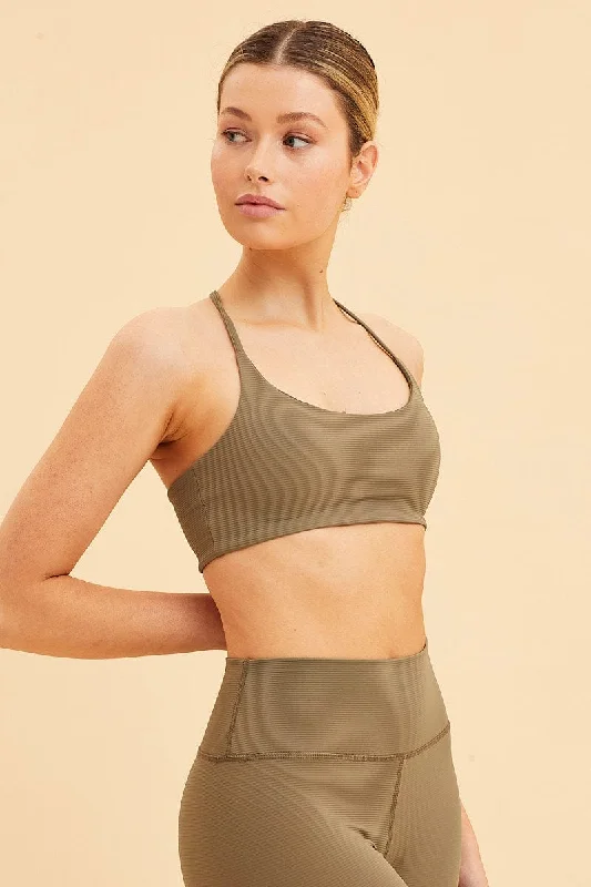 Green Crop Top Active Rib