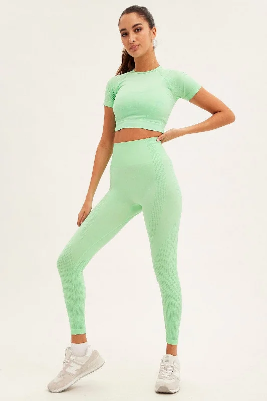 Green Seamless Activewear Singlet Basic Top