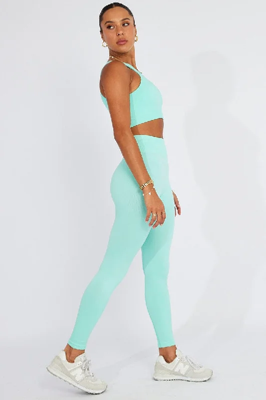 Green Seamless Top And Leggings Activewear Set