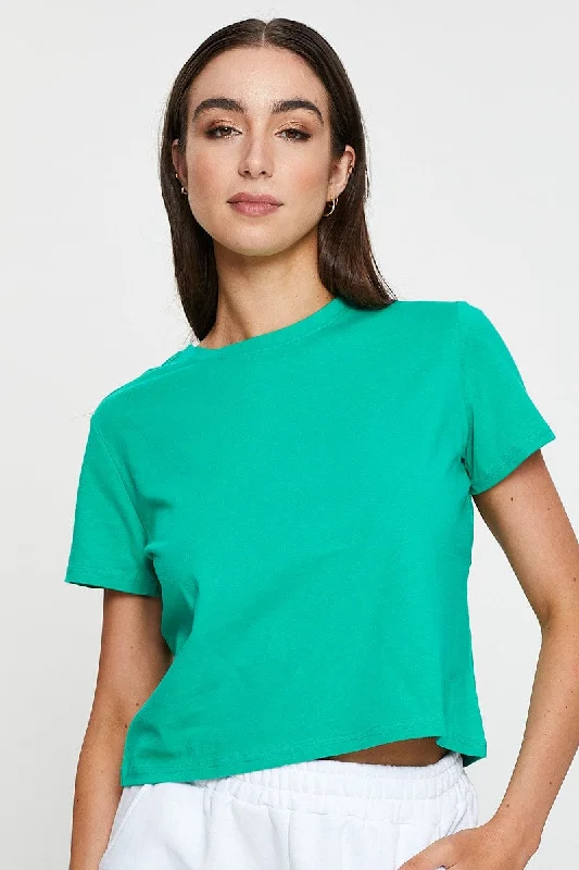 Green T Shirt Short Sleeve Crew Neck