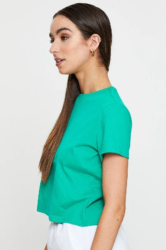 Green T Shirt Short Sleeve Crew Neck