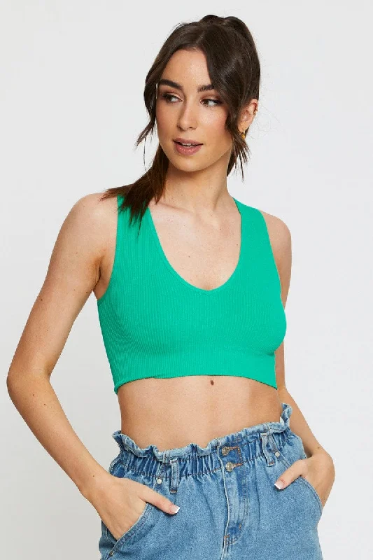 Green Tank Top Sleeveless Seamless