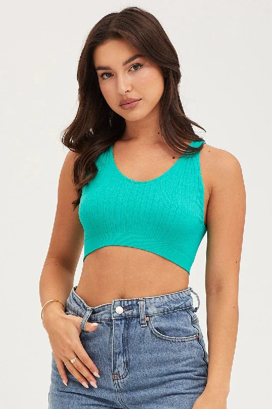 Green Tank Top Sleeveless Seamless