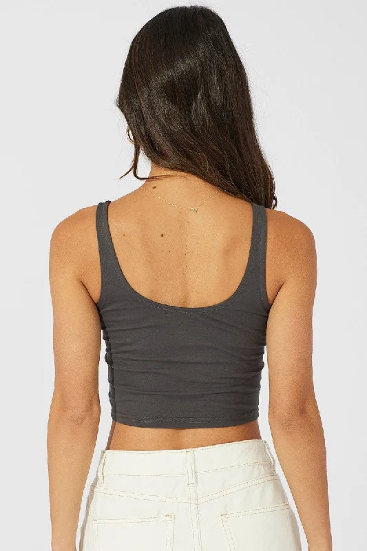 Grey Graphic Tank Top