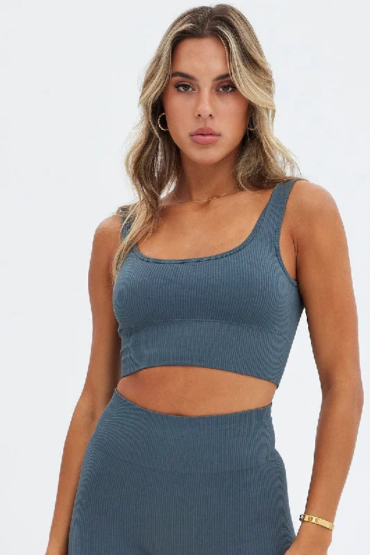 Grey Tank Top Scoop Neck Seamless Activewear