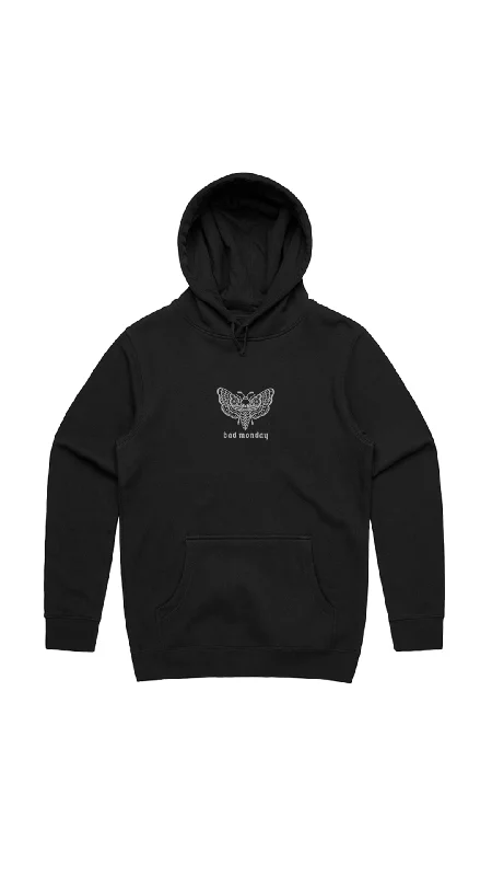 Heavy Weight AW Death Moth Hoodie Black / Front Print