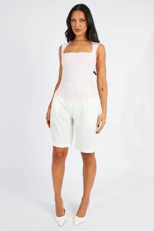 Pink Scoop Neck Tank Sleeveless