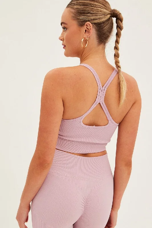 Purple Seamless Activewear Singlet Basic Top