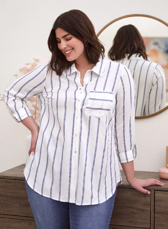 Stripe Print Button Down Top