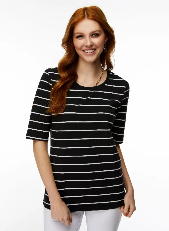 Striped Elbow Sleeve Tee