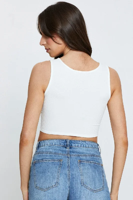 White Jersey Tank Ribbed