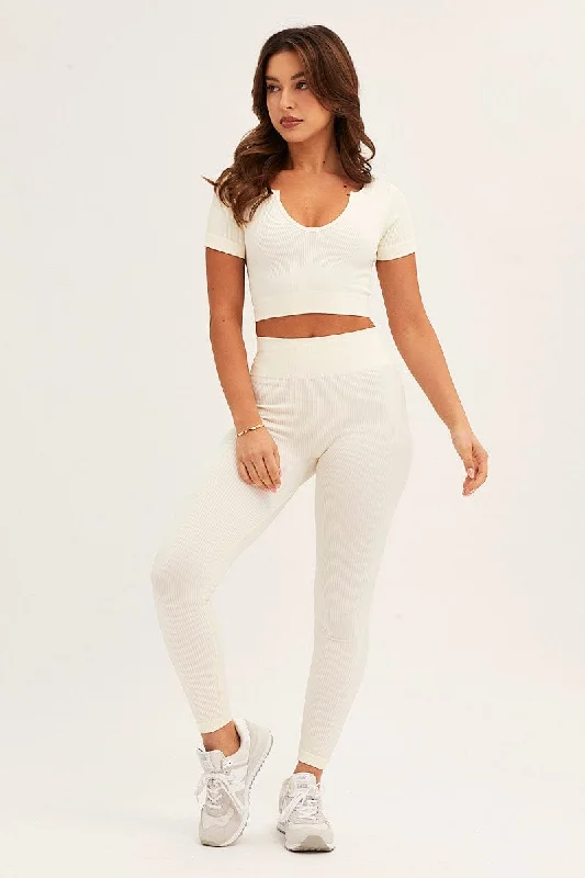 White Seamless Activewear Short Sleeve Top