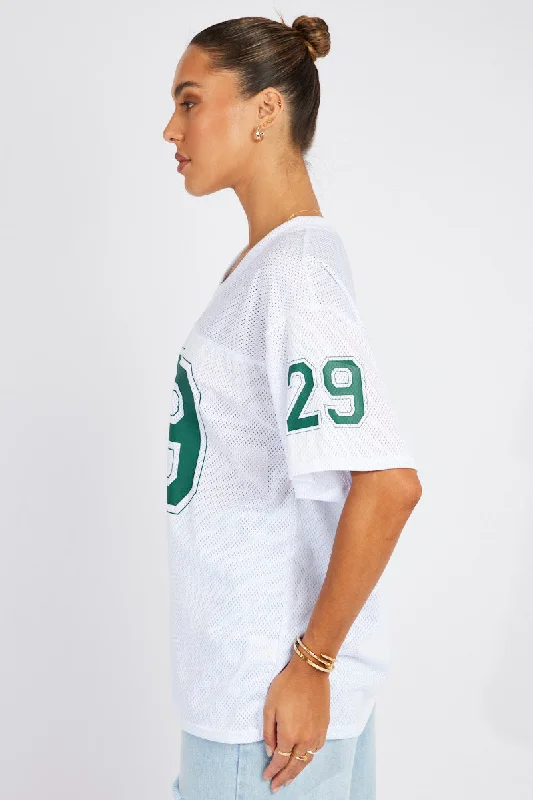 White Sports Tee Short Sleeve