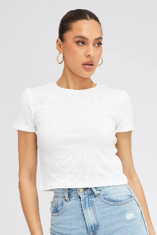 White T Shirt Short Sleeve Crew Neck