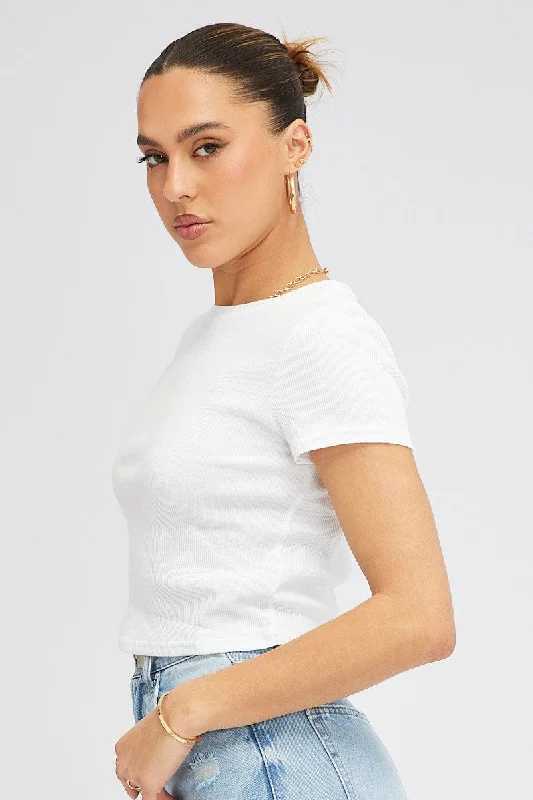 White T Shirt Short Sleeve Crew Neck