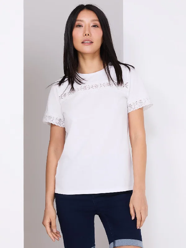 Short Sleeve T-Shirt With Lace Trim Details