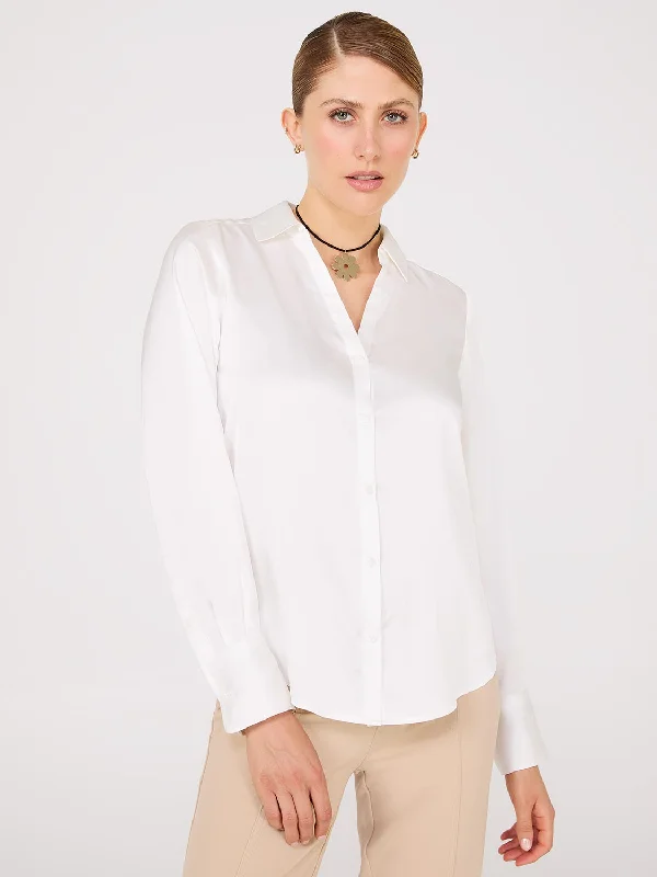 Satin Button-Front Blouse