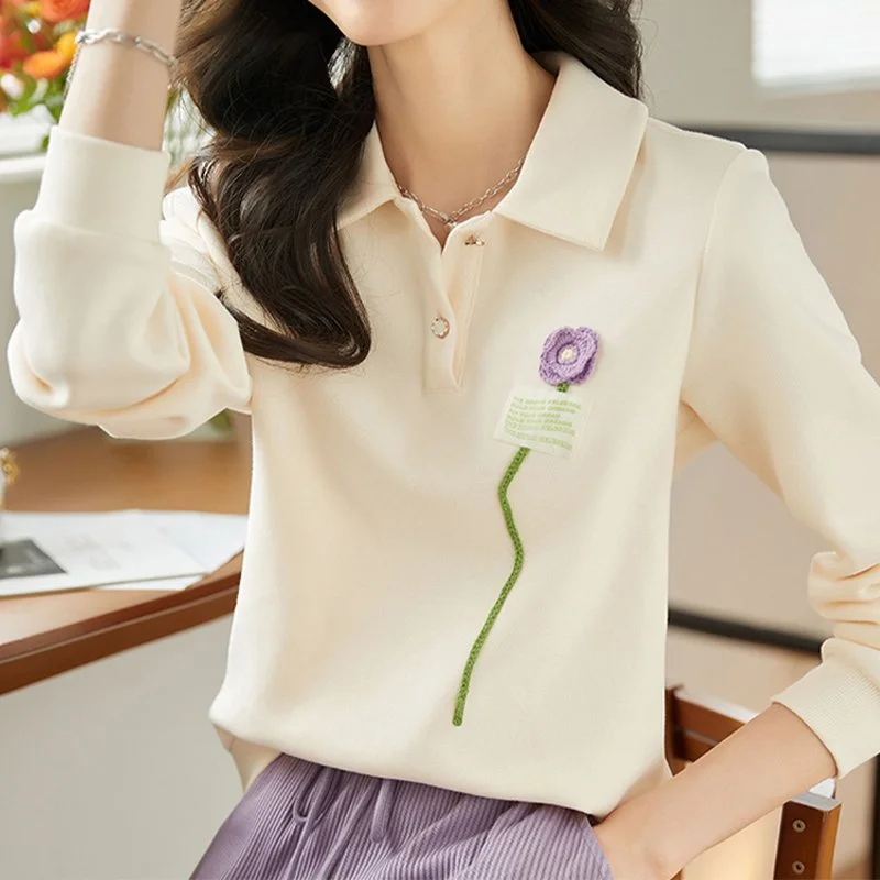 Apricot Casual Floral Long Sleeve Paneled Sweatshirt