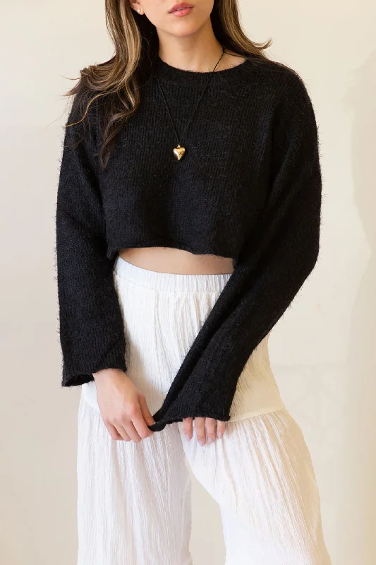 Cloudy Feels Crop Knit Sweater