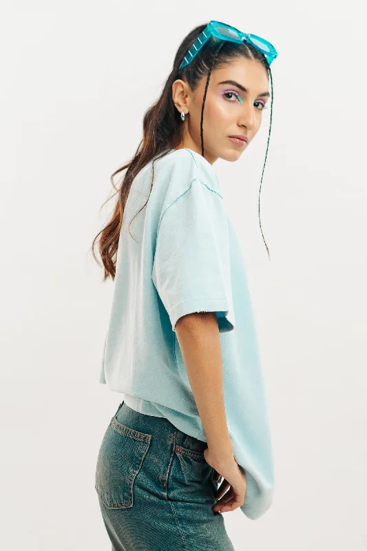 Azure Acid Wash Oversized Tees