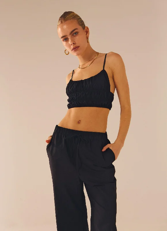 Beautiful Liar Linen Crop Top - Black