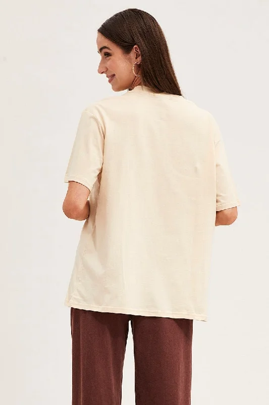 Beige Oversized T Shirt