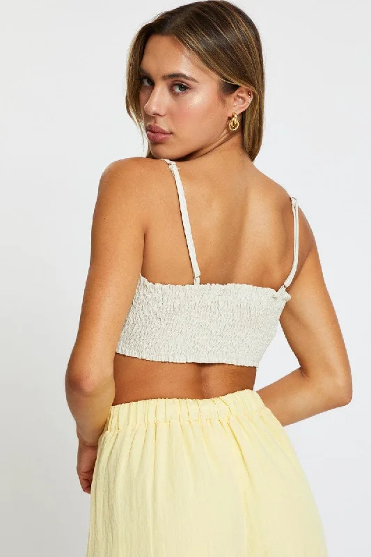 Beige Singlet Top Crop