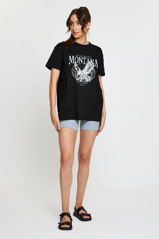 Black Graphic T Shirt Short Sleeve