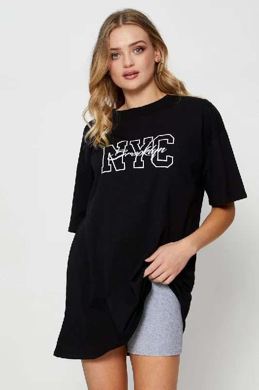 Black Graphic T Shirt Short Sleeve