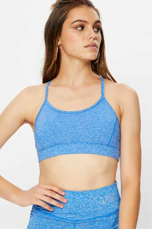 Blue Active Cross Back Sports Bra