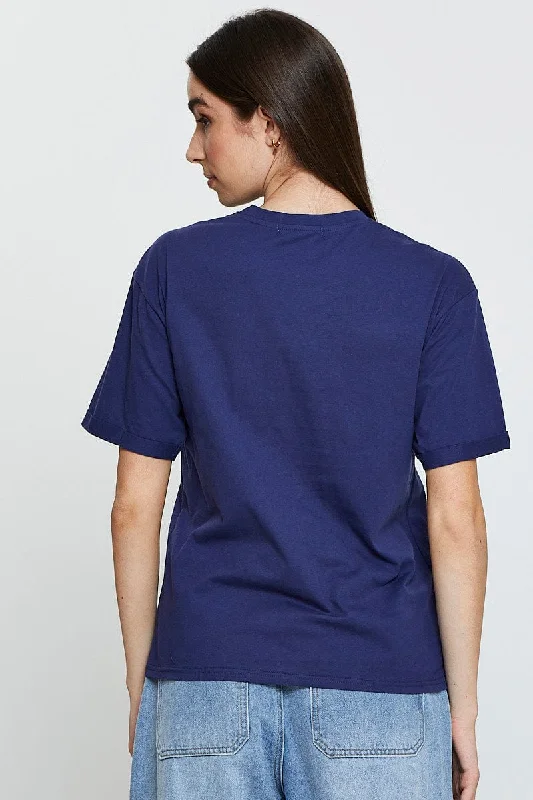 Blue Graphic T Shirt Short Sleeve