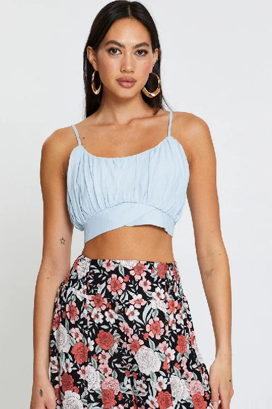 Blue Singlet Sleeveless Crop