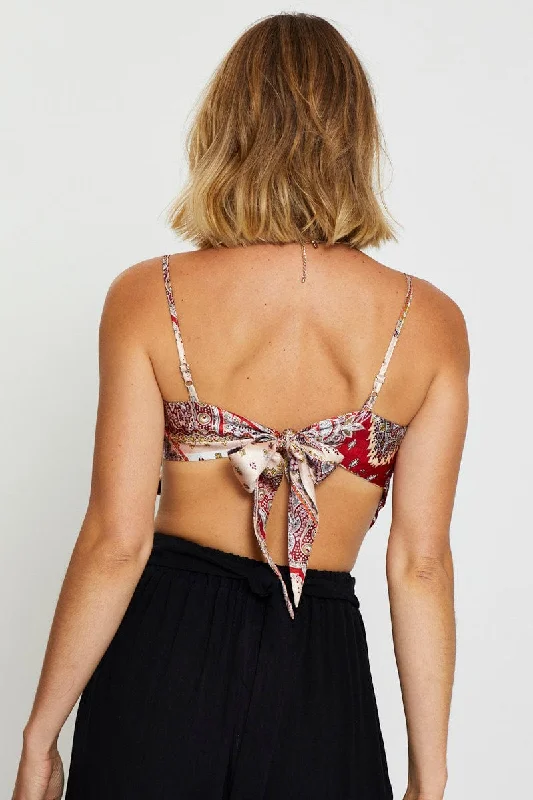 Boho Print Scarf Top Crop