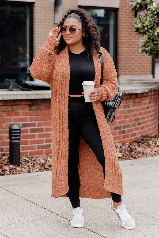 Never Going Back Brown Fuzzy Duster Cardigan FINAL SALE