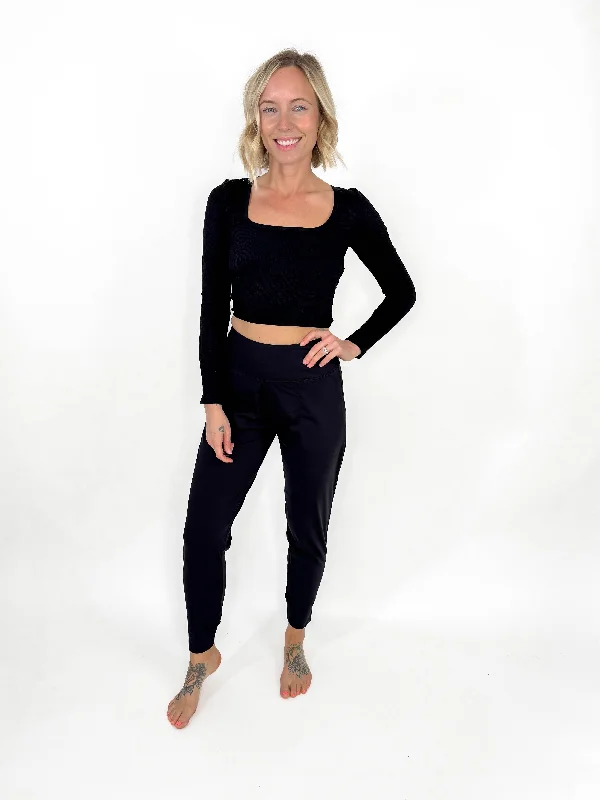 Back & Better Seamless Crop- BLACK-FINAL SALE