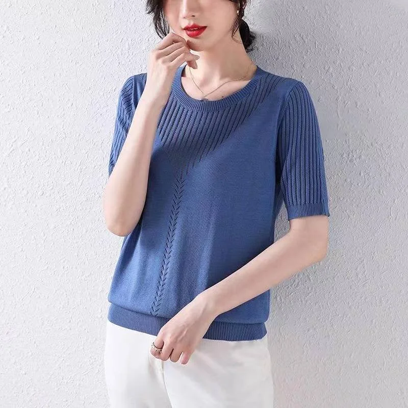 Casual Hollow Plain Shirts & Tops