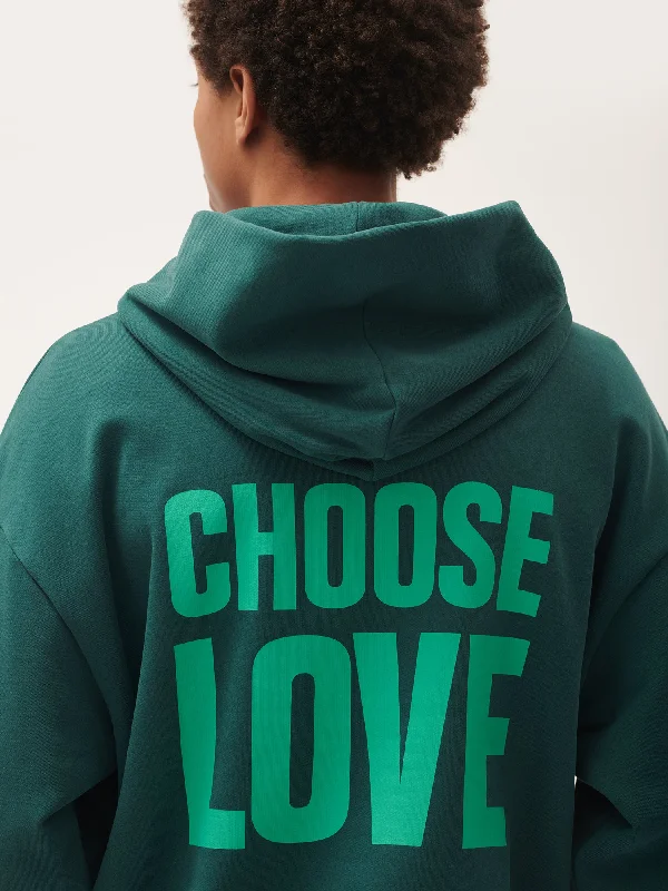 Choose Love Heavyweight Hoodie—foliage green